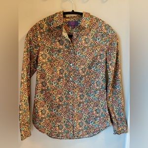 J.Crew & Liberty of London micro floral button front blouse size 00